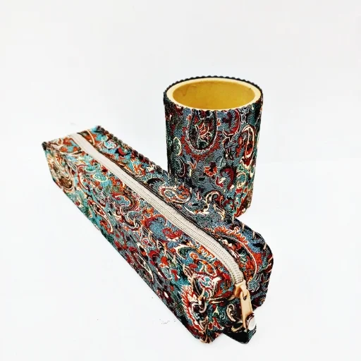 تصویر محصول جا قلمی لیوان و کیف  سنتی ترمه